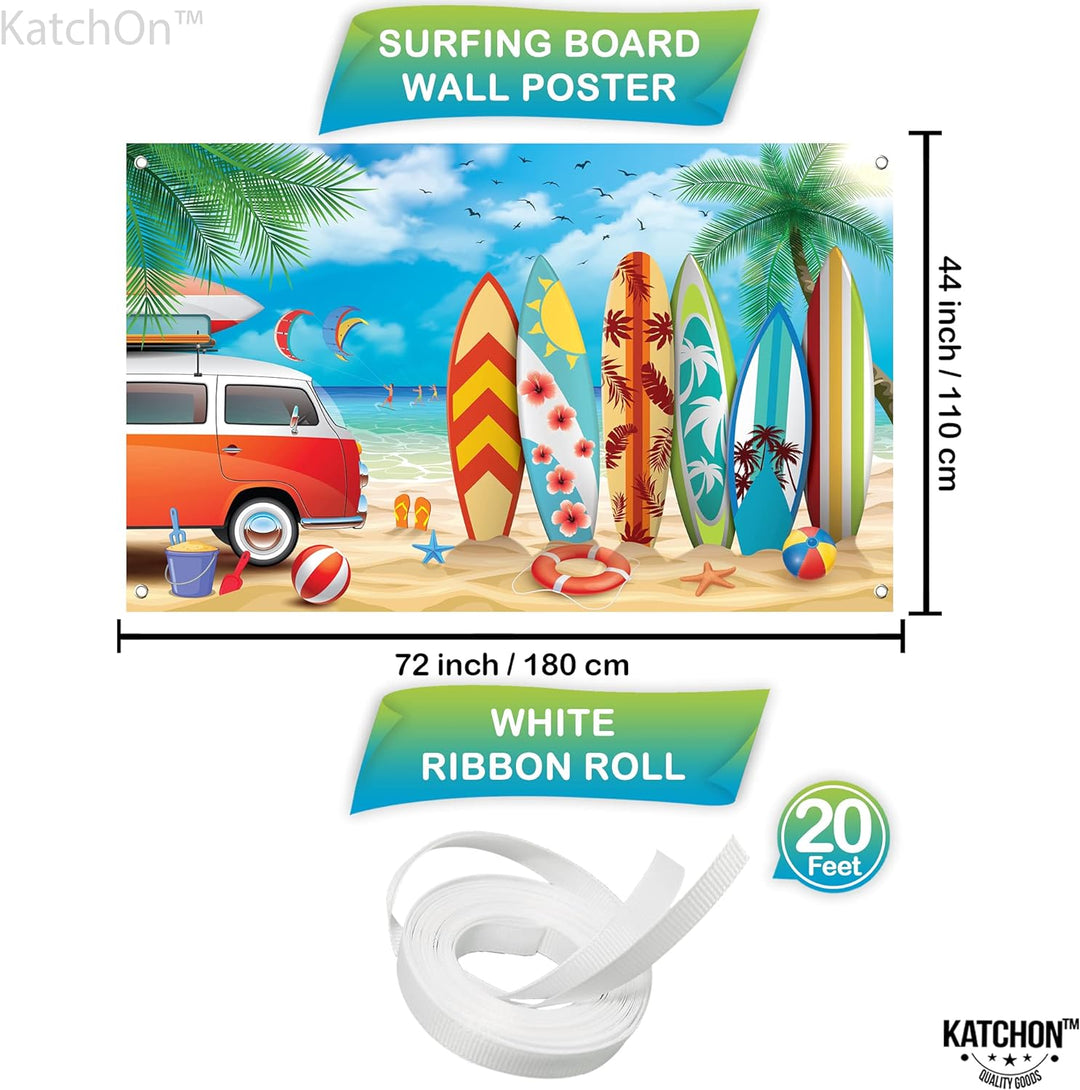 KatchOn, Beach Backdrop for Surf Party - Xtralarge, 72x44 Inch | Beach Party Backdrop for Beach Party Decorations | Surf Backdrop, Surf Party Decorations | Beach Banner, Beach Theme Party Decorations