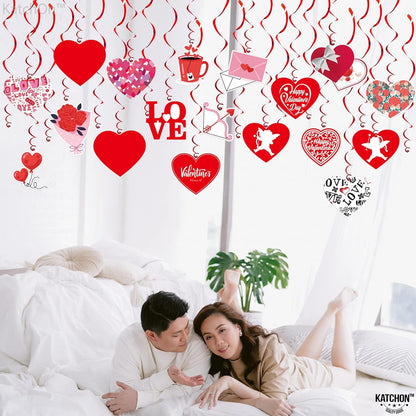 KatchOn, Valentines Hanging Swirls - Large, Pack of 30, No DIY | Valentines Day Hanging Decorations | Hanging Valentines Day Decorations | Hanging Hearts Decorations for Valentines Day Decor