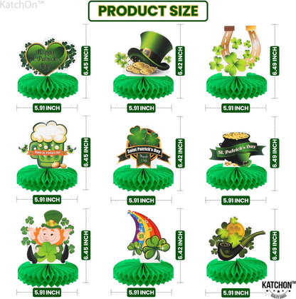 KatchOn, St Patricks Day Centerpiece Table Decorations - Huge, 9 Pieces Leprechaun St Patricks Day Table Decorations | St Patricks Day Decorations for Table | Honeycomb Saint Patricks Day Decorations