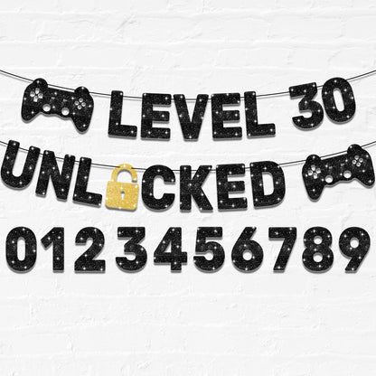 KatchOn, Custom Happy Birthday Banner - DIY Numbers, 10 Feet | Level Up birthday Banner for Any age | Gamer Birthday Party Decorations | Video Game Birthday Decorations for Men, Women, Teens