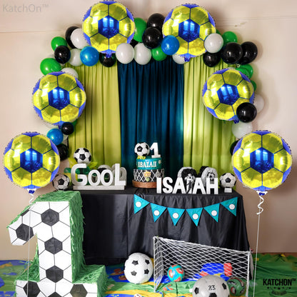 KatchOn, Yellow and Blue Soccer Balloons - 18 Inch, Pack of 6 | Soccer Birthday Party Decorations, Sports Themed Party Decorations | soccer decorations For Party With Blue and Yellow Balloons