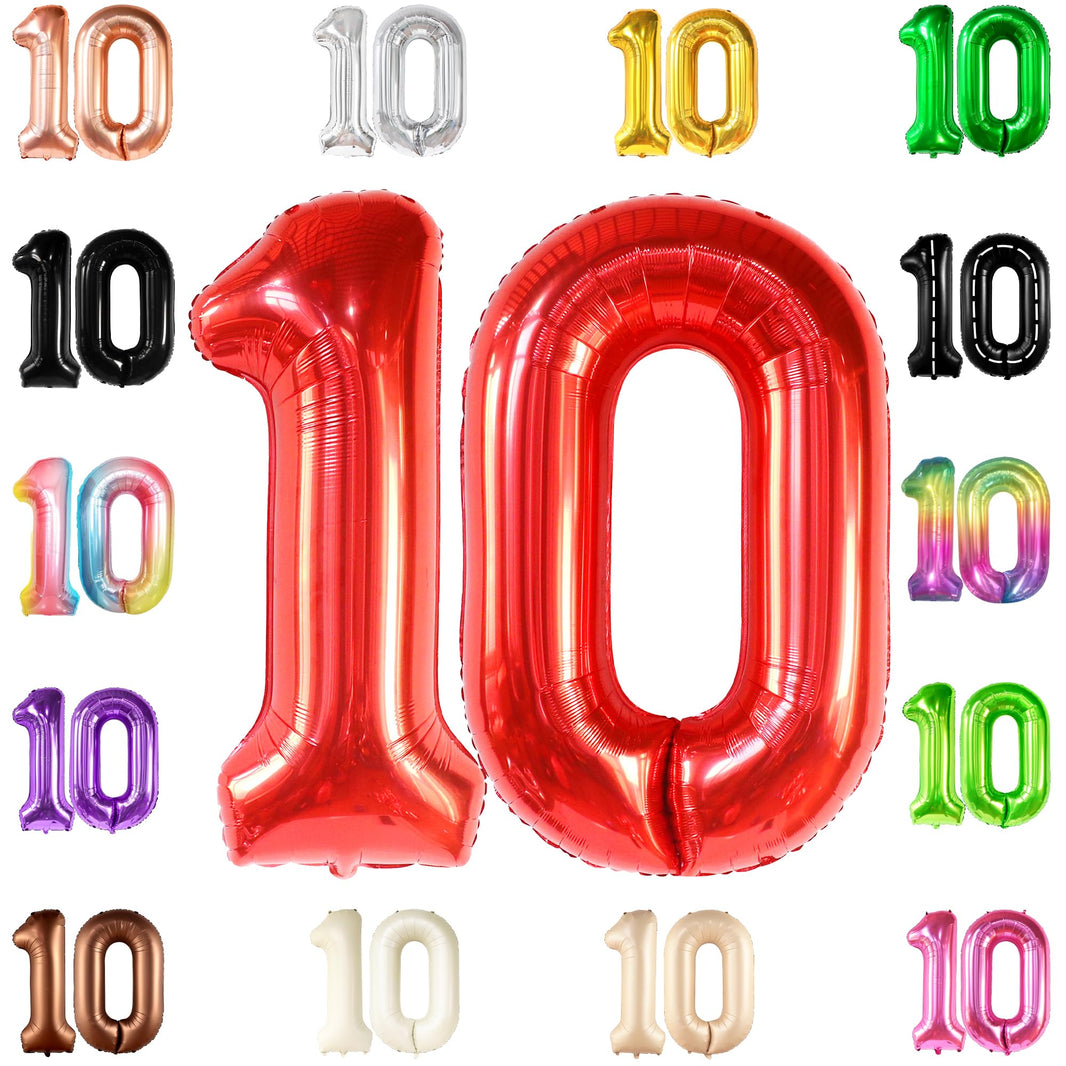 KatchOn, Giant Red 10 Balloon Number - 40 Inch | 10th Birthday Decorations | Balloons for 10 Birthday Decorations Red | Red Number 10 Balloons