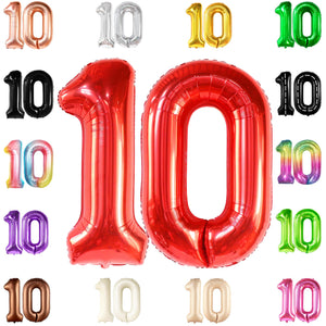 KatchOn, Giant Red 10 Balloon Number - 40 Inch | 10th Birthday Decorations | Balloons for 10 Birthday Decorations Red | Red Number 10 Balloons