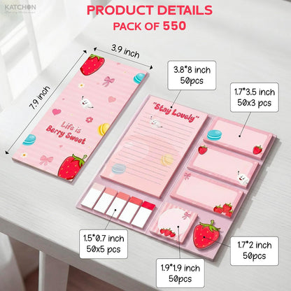KatchOn Life is Berry Sweet Sticky Notes Set, 550 Sheets