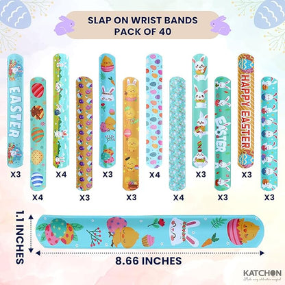 katchon easter bracelets pack of 40 easter basket stuffers easter party favors egg fillers slap bracelets for classroom gifts classroom prizes