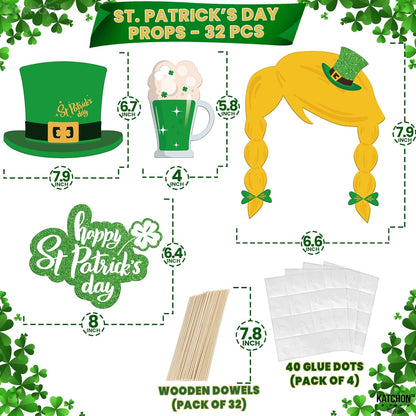 KatchOn, St Patricks Day Photo Props - Pack of 32 | St Patricks Day Photo Booth Props for St Patricks Day Decorations | St Patricks Photo Props | St Patricks Day Props | Saint Patricks Day Decorations