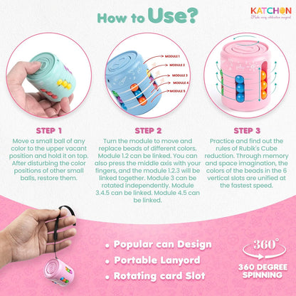 KatchOn, Rotating Fidget Toys  Pack of 12 | Magic Bean Puzzle Cube and Fidget Spinners for Kids, Adults | Fidget Toys Bulk, Classroom Prizes,Goodie Bag Stuffers, Birthday party favors for kids 8-12