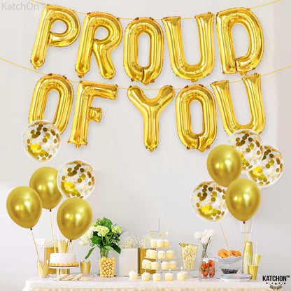 KatchOn, Gold Proud of You Balloons - 16 Inch | Mylar Foil Balloon Banner For Graduation Party Decorations | We Are So Proud Of You Balloon Banner For Graduation Decorations 2026