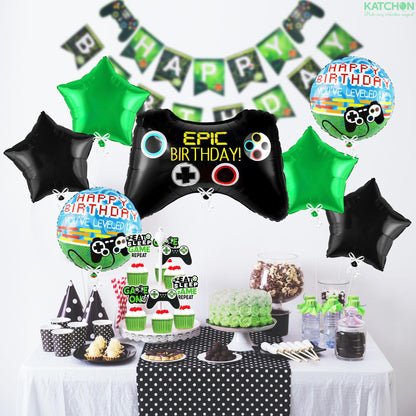 KatchOn, Huge Video Game Balloons , Pack of 7 - Video Game Birthday Decorations | Gaming Balloons, Gamer Birthday Party Decoration | Gamer Balloon for Birthday Party | Level Up Birthday Decorations