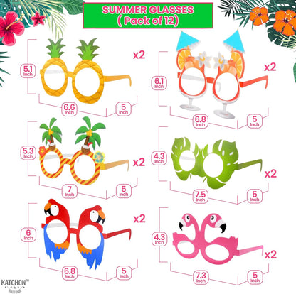 KatchOn Tropical Hawaiian Photo Booth Props, Pack of 12 | Hawaiian Party Decoration | Luau Photo Booth Props, Aloha Party Decoration, Summer Party Decorations