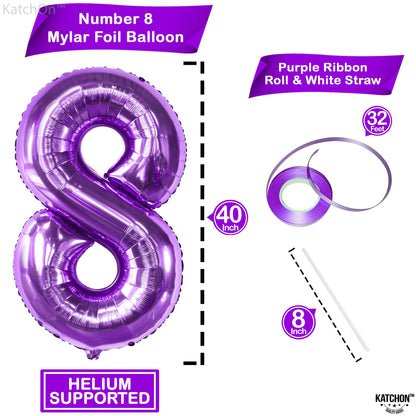 KatchOn, Giant Purple 8 Balloon Number - 40 Inch | Number 8 Balloon For Girls | Mermaid Party Decorations | 8th Birthday Decorations for Girls | 8 Birthday Balloon For Anniversary Decorations