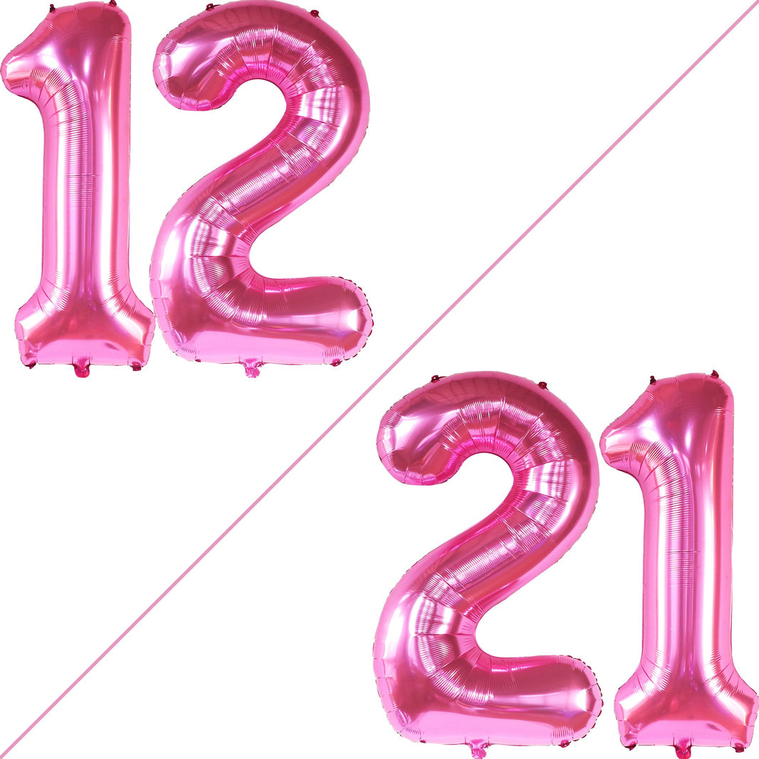 KatchOn, Hot Pink 12 Balloon Number - Giant, 40 Inch | Hot Pink 12th Birthday Decorations for Girls | 12 Shades of Pink Party Decorations | 12 Balloon Number Pink | Hot Pink Birthday Decorations Girls
