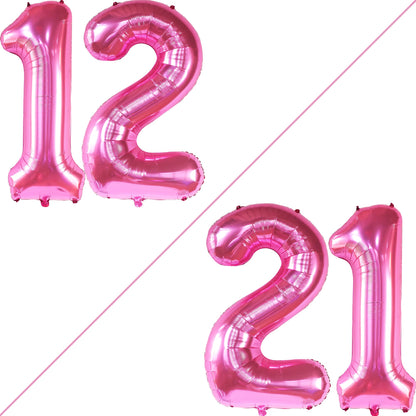 KatchOn, Hot Pink 12 Balloon Number - Giant, 40 Inch | Hot Pink 12th Birthday Decorations for Girls | 12 Shades of Pink Party Decorations | 12 Balloon Number Pink | Hot Pink Birthday Decorations Girls