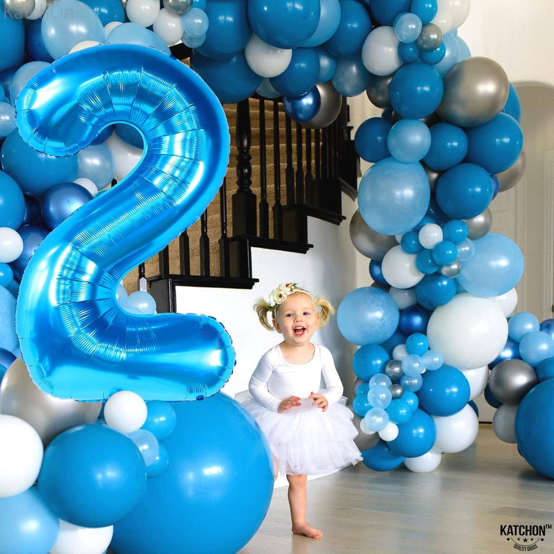 KatchOn, Blue Number 2 Balloon - Huge, 40 Inch | Baby Shark Birthday Decorations 2nd Birthday Boy | Blue 2 Balloon Number, Baby Shark 2nd Birthday Balloons Boy | Two Cool Birthday Party Decorations