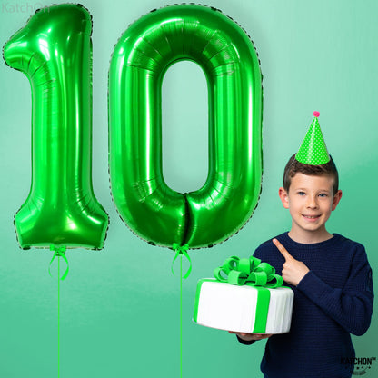 KatchOn, Giant Dark Green 10 Balloon Number - 40 Inch | 10th Birthday Decorations | Dark Green 10th Birthday Balloons for 10 Birthday Decorations Dark Green | Dark Green Number 10 Balloons