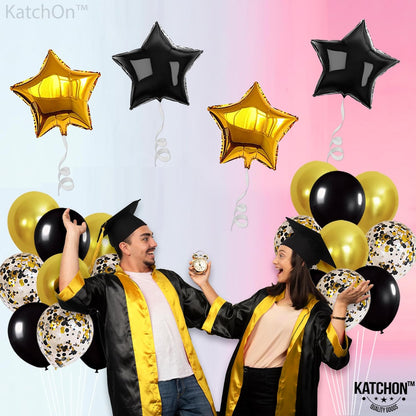 KatchOn, 2026 Graduation Balloons Set - Pack of 31 | Black and Gold Star Balloons, Latex Balloons for Grad Party Decorations | Black and Gold Graduation Decorations 2026 For Class of 2026 Decorations