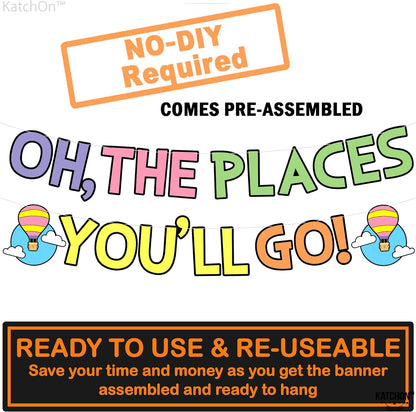KatchOn, Oh The Places You'll Go Banner - 10 Feet, No DIY | School Kindergarten Graduation Decorations, Oh The Places You'll Go Decorations | Graduation Banner, Graduation Decorations Class Of 2024