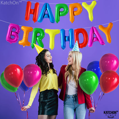 KatchOn, Rainbow Happy Birthday Foil Balloons Letters - 16 Inch | Happy birthday Sign, Rainbow Birthday Party Decorations | Happy Birthday Banner for Kids, Adults and more for Party Supplies