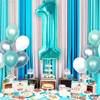 KatchOn, Giant Blue Teal Number 1 Balloon Number - 40 Inch | Mylar Foil Number 1 Balloons Happy Birthday Decorations Teal | Number Balloons For 1st Anniversary Decorations | 1 Foil Balloon