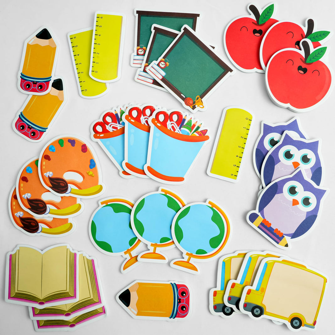 KatchOn, 600 Pcs Back to School Sticky Notes - 30 Pack | Fun Shaped Memo Pads with Pencil, Ruler, Blackboard, Owl Designs | Classroom Supplies, School, Office, Notepads, Teacher Stationery | Classroom Decor