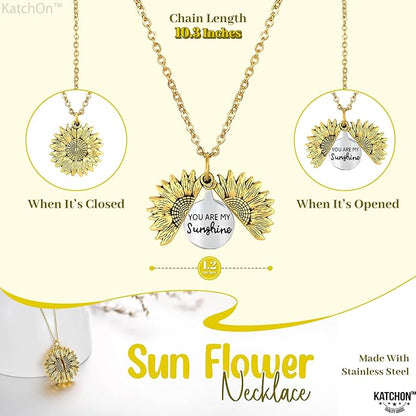KatchOn, Sunflower Necklaces for Women – You Are My Sunshine Necklace, Hidden Message Pendant | Valentines Day Gifts for Her, Birthday Gifts for Women, Mom, Daugther, Girlfriend | Galentines Gifts