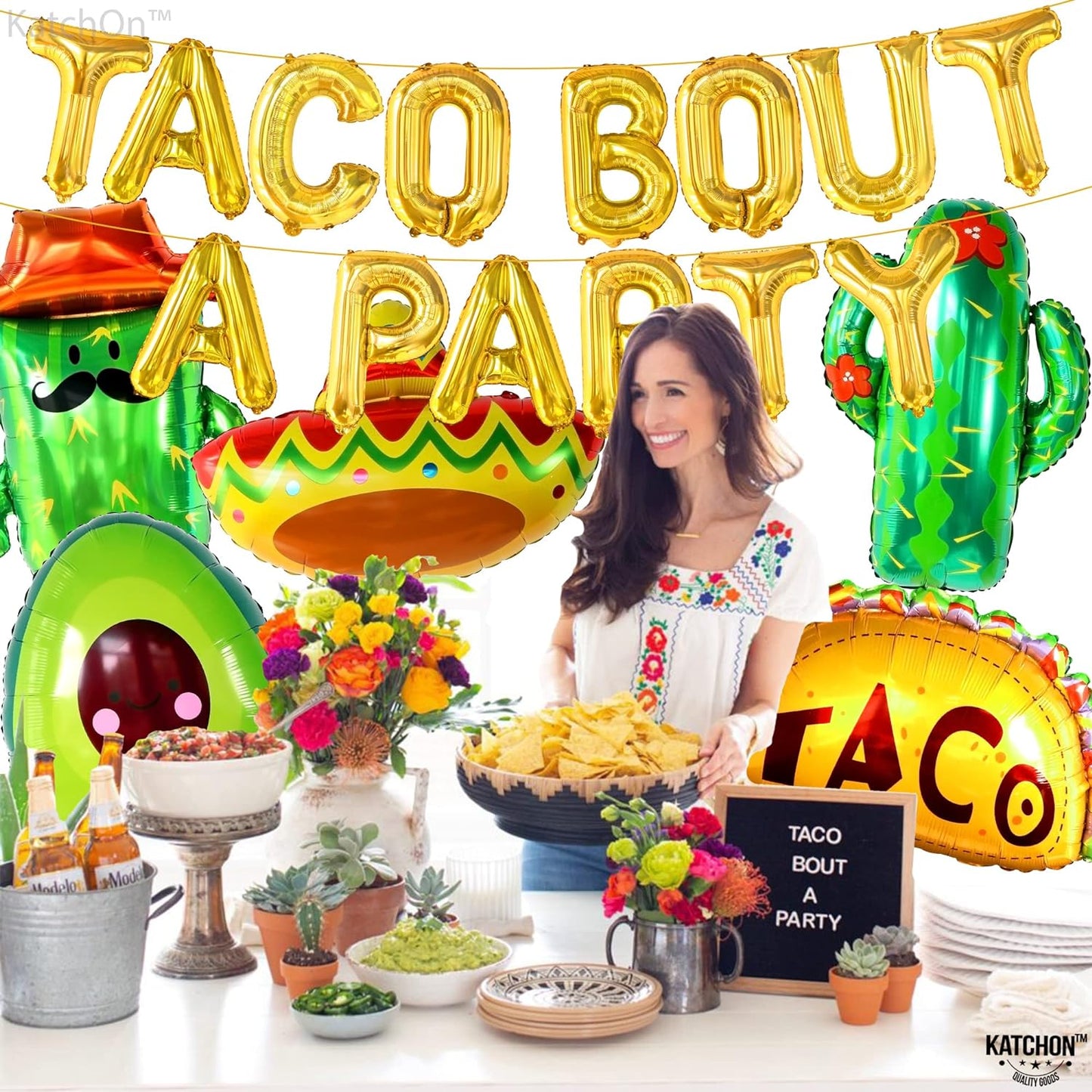 KatchOn, Taco Bout A Party Decorations - Big Set of 22 | Taco Balloons, Fiesta Balloons | Taco Party Decorations, Fiesta Party Decorations | Cactus Balloons, Avocado Balloon | Taco Tuesday Decorations