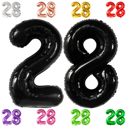 Katchon, Black 28 Balloon Numbers - 40 Inch | Mylar Foil Black 28 Birthday Balloon 28th Happy Birthday Decorations | 28 Number Balloons For Anniversary Decorations | Birthday Party Decoration