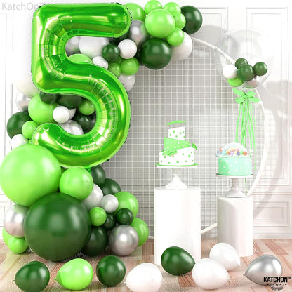 KatchOn, Light Green 5 Balloon Number - 40 Inch | Big, Green Number 5 Balloon for 5th Birthday Decorations for Boys | 5th Birthday Balloons for Green Birthday Decorations, Dinosaur Party Decorations