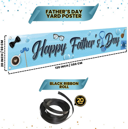 KatchOn, Happy Fathers Day Banner - XtraLarge, 120x20 Inch | Happy Fathers Day Yard Banner, Happy Fathers Day Decorations for Party | Happy Fathers Day Backdrop, Blue Father's Day Decorations Outside