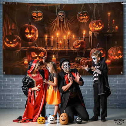 KatchOn Spooky Halloween Backdrop 72x44 Inch | Halloween Party Decorations