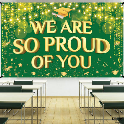 KatchOn, We are So Proud of You Banner - XtraLarge 72x44 Inch | Graduation Backdrop Green and Gold for 2026 Grad Party Decorations | Congratulations Banner Graduation Decorations 2026 grad decorations