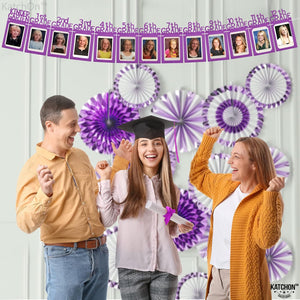 KatchOn, Felt K-12 Purple Graduation Photo Banner 5x7 - Large, 10 Feet | Congrats Grad Banner, Purple Graduation Decorations Class of 2026 | Grad Picture Display, Graduation Decorations 2026