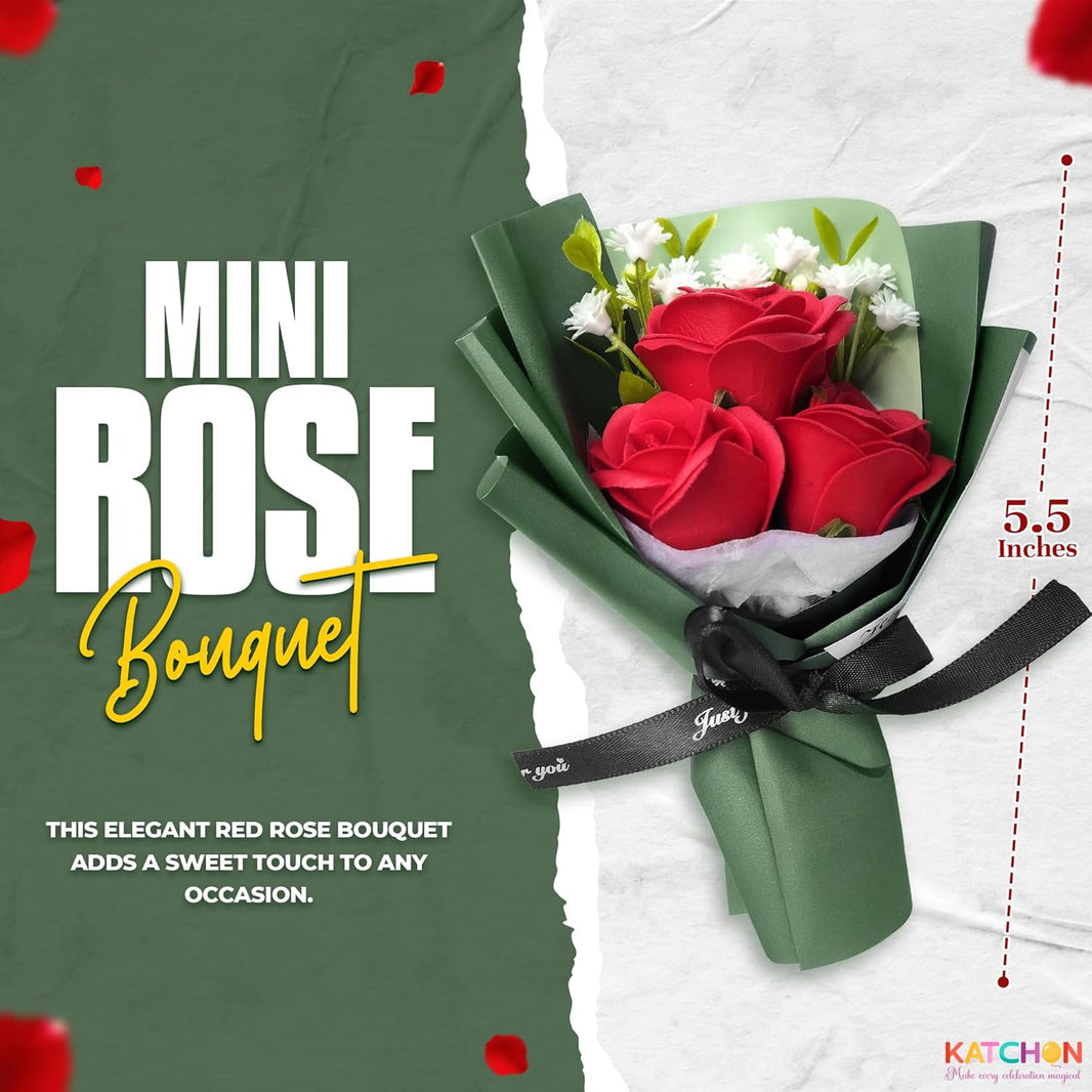 KatchOn, Artificial Rose Flower Bouquet - Fake Flowers, Valentines Day Gifts for Her| Red Roses Bouquet for Wedding decor, Birthday Gifts for Women, Girlfriend | Artificial Flowers For Home Decor