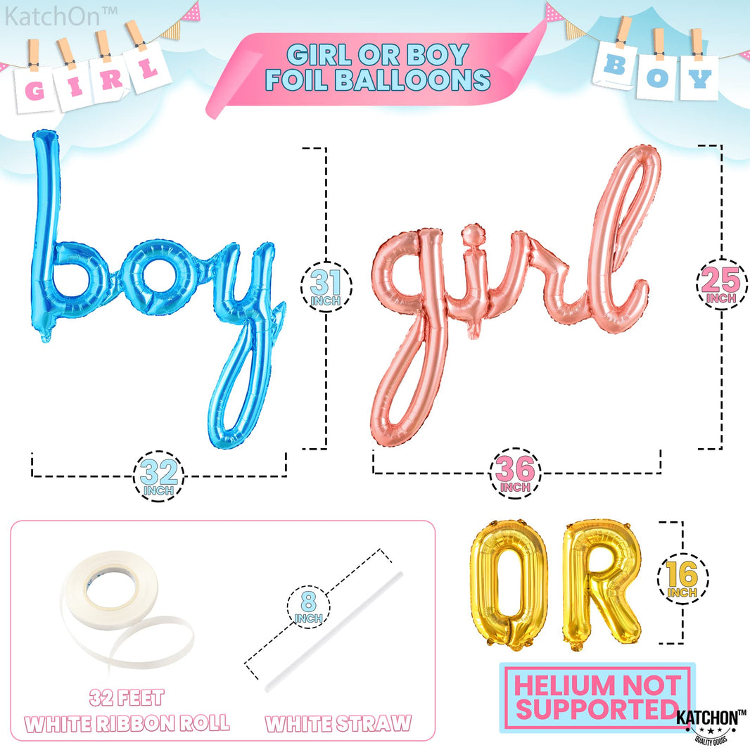 KatchOn, Huge Boy or Girl Balloon Banner - 36 Inch | Boy or Girl Sign for Baby Gender Reveal Decor | Balloon Banner For Baby Shower Decor | Gender Reveal Party Decorations