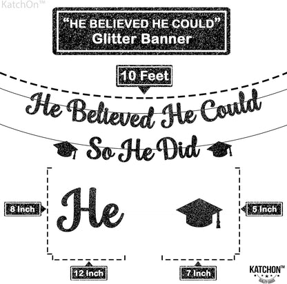 KatchOn, He Believed He Could So He Did Banner - 10 Feet, No DIY | You Did It Banner for Graduation Decorations 2026 Congratulations Decorations for Men | Graduation Party Decorations 2026
