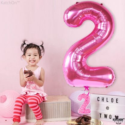 KatchOn, Pink Number 2 Balloon - 40 Inch | Hot Pink 2 Balloon Number, Two Cool Birthday Party Decorations Girl | 2nd Birthday Decorations for girl | 2nd Happy Anniversary Decoration