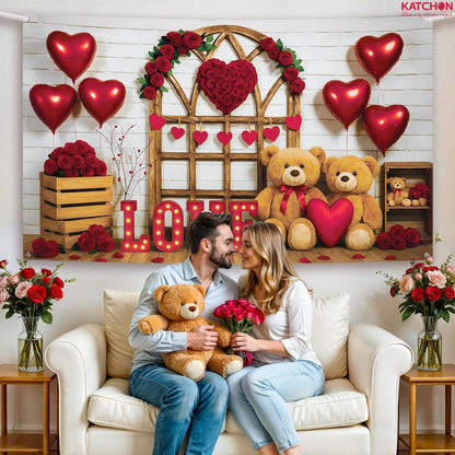 KatchOn, Valentines Day Backdrop - XtraLarge, 72x44 Inch | Valentines Day Banner for Valentines Day Decorations | Valentines Decorations | Valentines Backdrop for Wedding, Valentines Decor