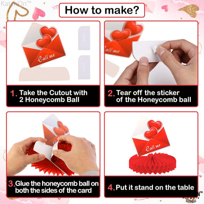KatchOn, Valentines Day Centerpiece for Table - Pack of 9 | Valentines Day Decorations, Valentines Table Decorations | Valentine Table Decor | Red 3D Heart Honeycomb Centerpieces for Valentines Decor