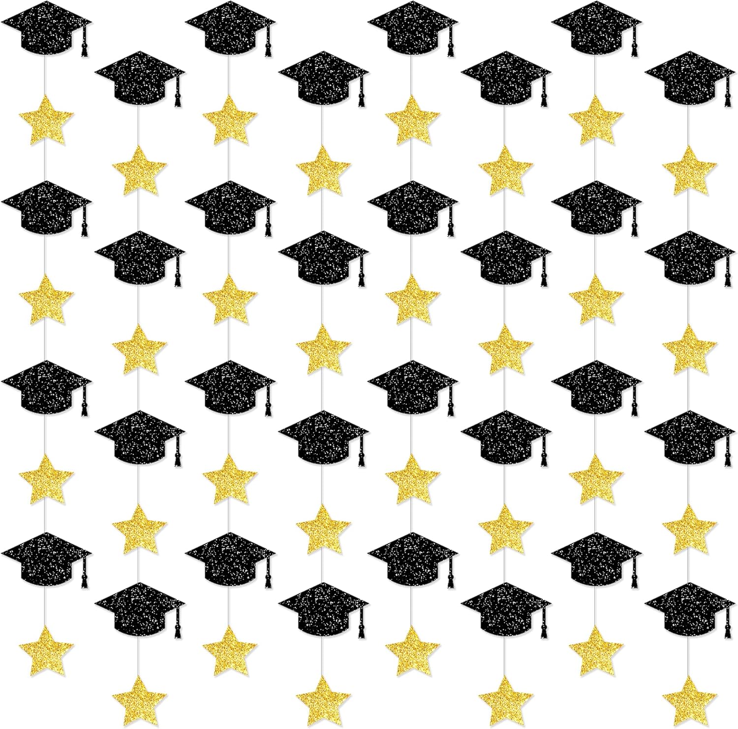 KatchOn, Glitter Graduation Cap Garland, 10 Feet - 8 String, No DIY