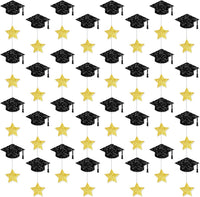 KatchOn, Glitter Graduation Cap Garland, 10 Feet - 8 String, No DIY | Black and Gold Graduation Decorations 2026 | Graduation Garland, Graduation Cap Decorations for 2026 Graduation Decorations
