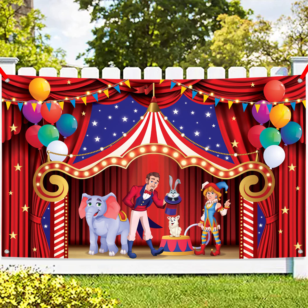 KatchOn, XtraLarge, Circus Banner - 72x44 Inch | Circus Theme Party Decorations, Carnival Decorations for Birthday | Carnival Games Backdrop, Photo Booth Banner for Party Decorations