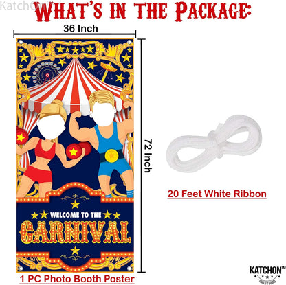 KatchOn, Carnival Photo Booth Backdrop - Large, 72x36 Inch | Carnival Photo Backdrop, Carnival Theme Party Decorations | Carnival Backdrop For Carnival Decorations | Circus Theme Party Decorations
