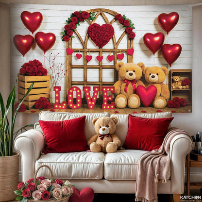 KatchOn, Valentines Day Backdrop - XtraLarge, 72x44 Inch | Valentines Day Banner for Valentines Day Decorations | Valentines Decorations | Valentines Backdrop for Wedding, Valentines Decor
