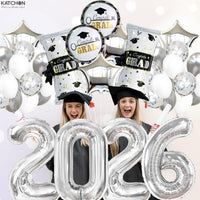 KatchOn, Silver 2026 Balloons Graduation Set - Pack of 35 | Graduation Decorations 2026, Congrats Grad Balloons 2026 Balloons, Confetti Balloons, Congrats Grad Balloons Decorations