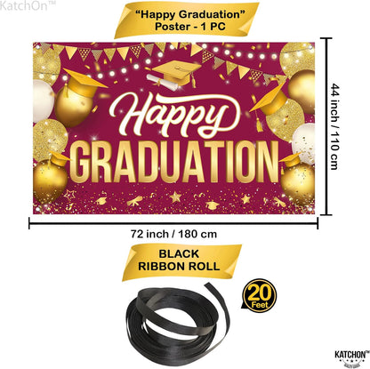 KatchOn, Happy Graduation Banner Maroon and Gold - XtraLarge, 72x44 Inch | Graduation Backdrop 2026 Graduation Decorations 2026 Congratulations Banner for Grad Party Supplies