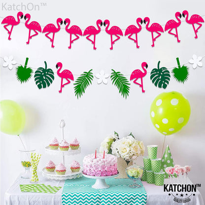 KatchOn, Felt Flamingo Garland for Flamingo Decorations - Large 10 Feet, 2 String, No DIY | Flamingo Banner for Flamingo Party Decorations | Flamingo Birthday Decorations, Tropical Party Decorations