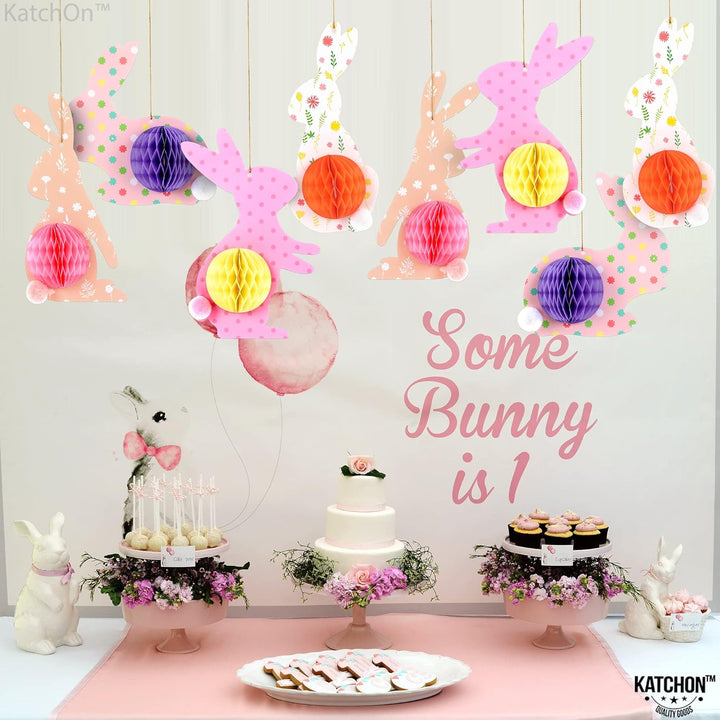 KatchOn, Easter Bunny Paper Centerpiece - Pack of 8 | Easter Honeycomb Centerpieces | Easter Hanging Decorations, Hanging Bunny Party Decorations | Bunny Decorations, Easter Decorations for Classroom