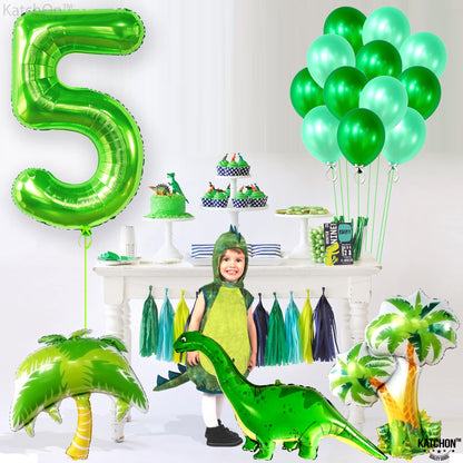 KatchOn, Light Green 5 Balloon Numbers - 40 Inch | Balloons for 5th Birthday Decorations for Boys | 5th Birthday Balloons | Dinosaur Party Decoration | Number Balloons for Anniversary Decorations