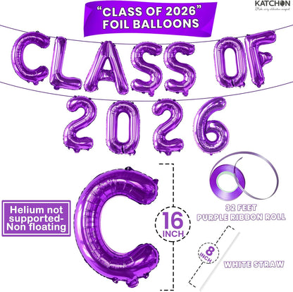 KatchOn, Purple Class of 2026 Balloons - 16 Inch | Graduation Balloons Banners for Class of 2026 Decorations | Purple Graduation Decorations 2026, Grad Party Decor | Graduation Party Supplies