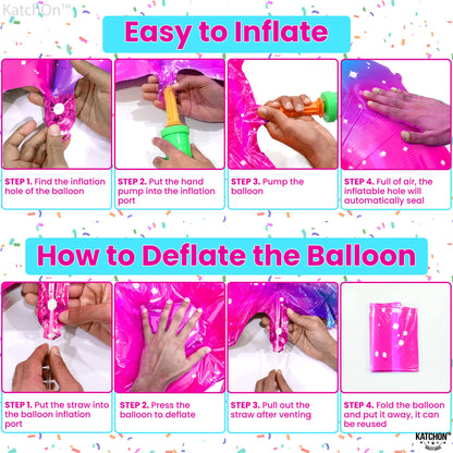 KatchOn, Rainbow Number 3 Balloon - 40 Inch, Pink Blue | 3rd Birthday Decorations for Girls | Unicorn Party Decorations, Galaxy Party decorations